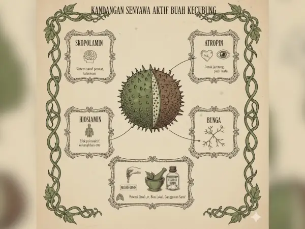 Buah Kecubung: Ciri, Manfaat, Bahaya & Cara Pengendalian 9 kandungan senyawa aktif buah kecubung