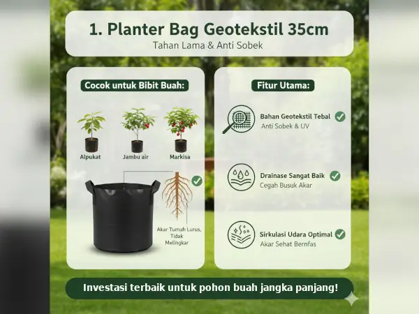 Rekomendasi Planter Bag untuk Bibit Buah Tropis dan Sayuran Rumahan 4 planter bag Geotekstil