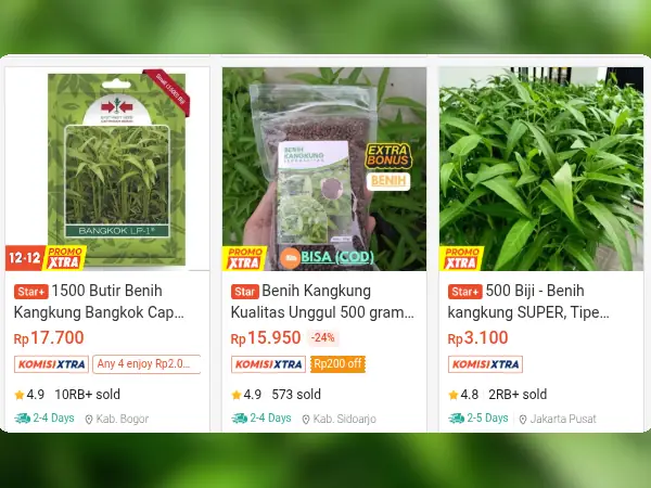 sayuran cepat panen Kangkung