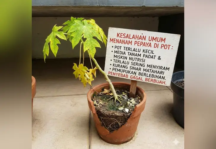 kesalahan menanam pepaya di pot