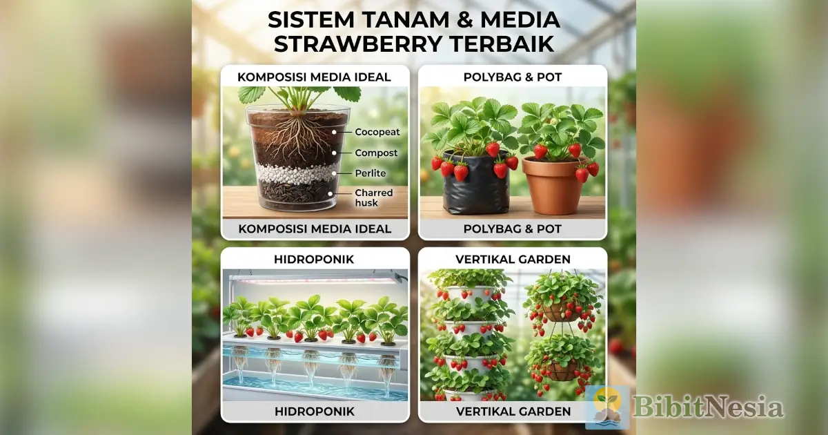 teknologi media tanam strawberry